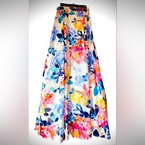 Lace Trixxi Juniors Women White easter dress Floral Printed Long Full Skirt NWT